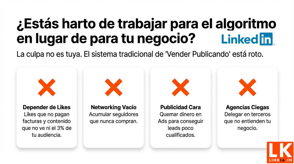 ¿Estás harto de trabajar para el algoritmo en lugar de para tu negocio? Depender de likes, networking vacío, publicidad cara, agencias ciegas