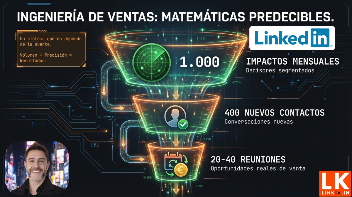 Ingeniería de ventas: 1.000 impactos mensuales, 400 contactos nuevos, 20-40 interesados
